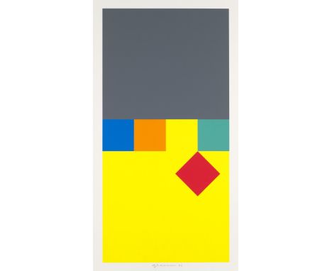 Konkrete Kunst Camille Graeser (1892 Carouge, Schweiz - 1980 Wald ZH, Schweiz)A. Uldry. 1976. Farbserigraphie auf leichtem Ve