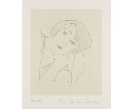 Christian Schad.  (1894 Miesbach - 1982 Stuttgart). Maika. 1928/76. Lithographie in drei Farben auf Velin. 22 x 18 cm (59 x 4
