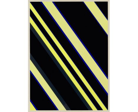 Konkrete Kunst Günter Fruhtrunk (1923 - 1982 München)Grau Schwarz Gelb (auch: Gelb Grau Schwarz). 1969. Farbserigraphie auf l