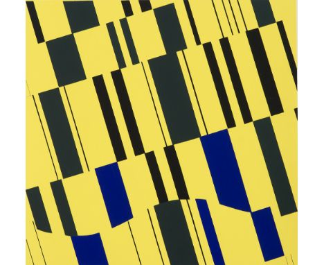 Konkrete Kunst Günter Fruhtrunk (1923 - 1982 München)Blaue Partikel. 1971. Farbserigraphie auf leichtem Velinkarton. 28,5 x 3