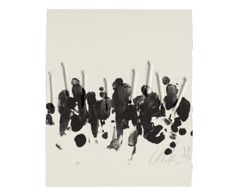 Günter Uecker. 1 Lithographie mit Prägedruck aus: Kein Fehler im System. 1978. Auf schwerem Velin. 14 x 18 cm (21,8 x 18 cm).