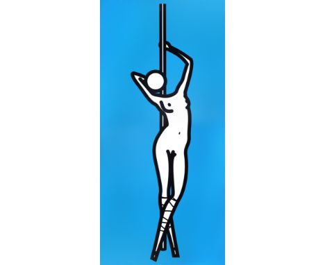 Julian Opie.  (1958 London). This is Shahnoza/ Shahnoza Pole Dancer 39 (blue). 2008. Farbserigraphie auf Vinyl auf Keilrahmen