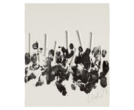 Günther Uecker.  (1930 Wendorf). 1 Lithographie mit Prägedruck aus: Kein Fehler im System. 1978. Auf schwerem Velin. 15 x 18 