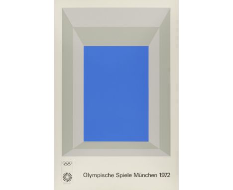 Josef Albers.  (1888 Bottrop - 1976 New Haven). Ein hochblaues Firmament (Olympische Spiele München 1972). 1970. Farbserigrap