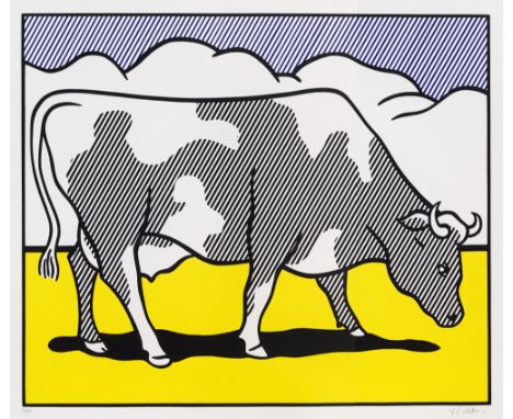 Roy Lichtenstein.  (1923 - 1997 New York). Cow, aus: Cow Triptych (Cow Going Abstract) Poster. 1982. Farbserigraphie auf leic
