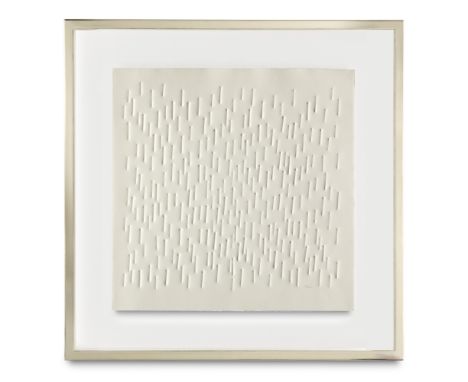 Günter Uecker. o.T., aus: Vom Licht. 1974. Prägedruck auf kräftigem Kupferdruckvelin, auf Doppelblatt. Sichtmaß 50,5 x 50,5 c