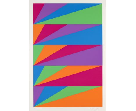 Konkrete Kunst Max Bill (1908 Winterthur - 1994 Berlin)o.T. (geometrische Komposition). 1976. Farbserigraphie auf Offsetpapie