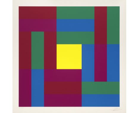 Konkrete Kunst Richard Paul Lohse (1902 - 1988 Zürich)Vier gleiche Gruppen mit quadratischem Zentrum. 1973. Farbserigraphie a