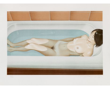 Mel Ramos.  (1935 Sacramento, Kalifornien - 2018 Oakland, Kalifornien). Bonnards Bath. 1979. Farblithographie auf Velin. 40,6