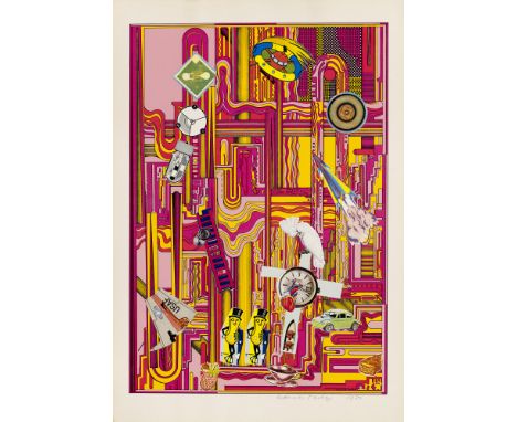 Eduardo Paolozzi.  (1924 Edinburgh - 2005 London). Mr. Peanuts. 1970. Farbserigraphie mit Collage auf Velinkarton. 69,8 x 48,