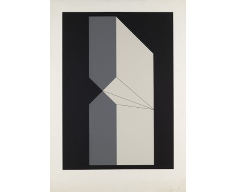 Geometrische Abstraktion Erwin Heerich (1922 Kassel - 2004 Meerbusch-Osterath)Motiv III. 1973. Farbserigraphie auf Velin.  57
