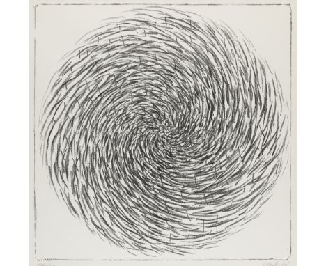 Günther Uecker.  (1930 Wendorf). Spirale. 1975. Lithographie auf Velin. 40 x 40 cm (52,5 x 50 cm). Signiert, datiert und numm