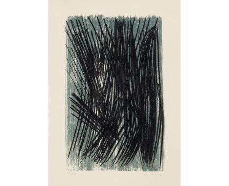 Hans Hartung.  (1904 Leipzig - 1989 Antibes). L - 36. 1957. Lithographie in Farbe auf Arches Velin (mit Wz.). 49 x 32 cm (65,