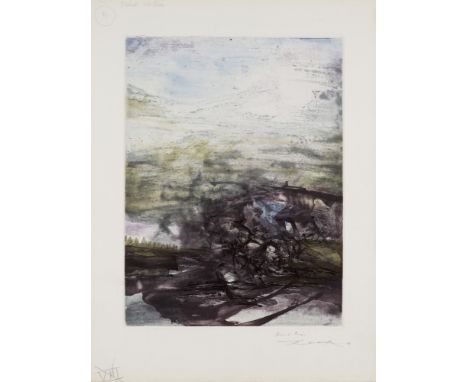 Zao Wou-Ki.  (1921 Peking - 2013 Nyon, Schweiz). 1 Farbaquatinta aus: Illuminations d'Arthur Rimbaud. 1967. Auf BFK Rives Vel