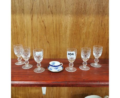 6 WATERFORD GLASSES &amp; MINIATURE SPODE CUP &amp; SAUCER