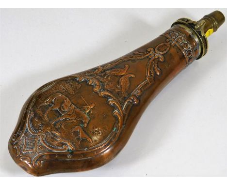 A 19thC. copper powder flask by Hawksley of Sheffield