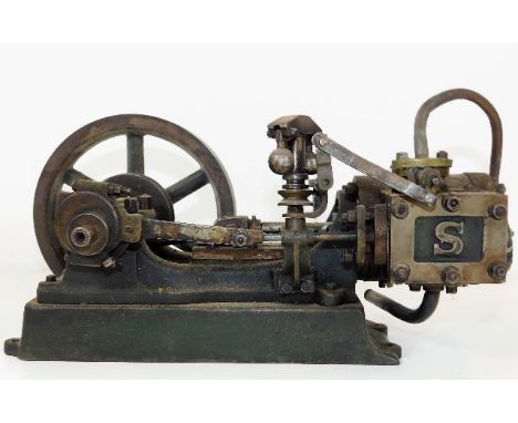An early 20thC. Stuart cast iron mounted stationary steam engine. Provenance: From Hollywood House