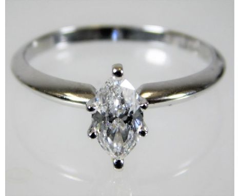 A 14ct gold ring set with approx. 0.75ct marquise cut diamond 2.4g size O/P