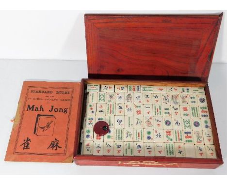 An early 20thC. Chinese bone & bamboo mahjong set