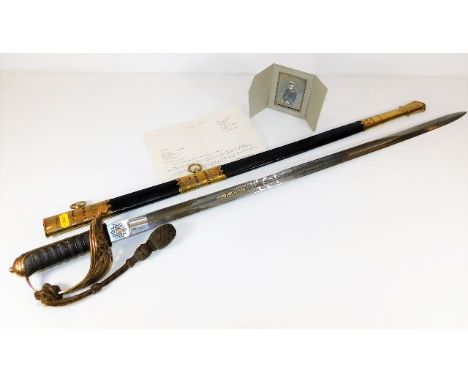 An early 20thC. British naval dress sword belonging to Joseph R. Drake Engineer Lieutenant of the Royal Navy at Portsmouth Na