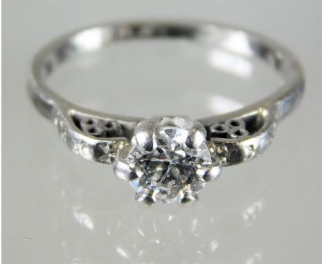 A platinum & diamond ring set with approx. 0.6ct diamond 2.5g size M