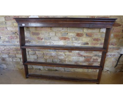 A Georgian oak three shelf hanging Delph rack - Width 128cm x Height 103cm x Depth 16cm