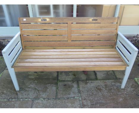 A painted garden bench