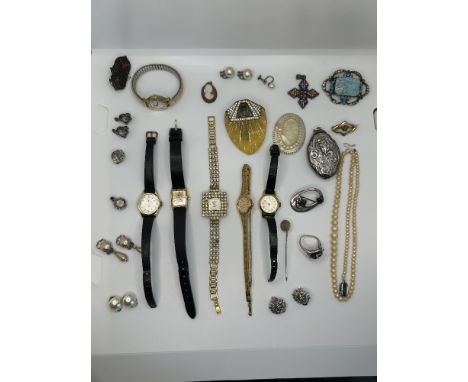 Assorted Dress Jewellery to include Rotary, Rendex, Pulsar, Accurist, Ingersoll watches, Brooches and Earrings, to include Si