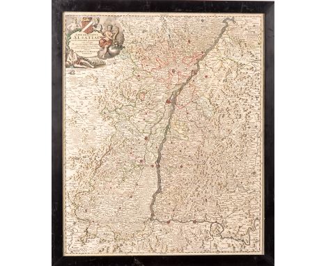 Alte Karte von Baden Col. Stich. Mittig Bugfalte, in der Kartusche bez. Joh.Baptista Homanno. 59 x 50 cm. (65 x 55 cm).