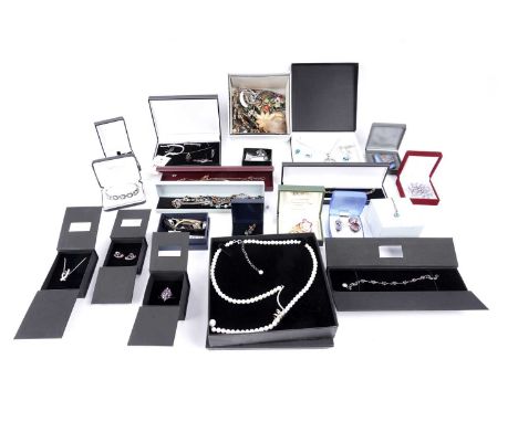 A selection of Coloured Rocks jewellery, including: an amethyst and silver cluster ring; an amethyst and silver bracelet; a c