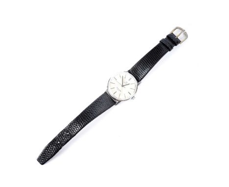 Omega Seamaster 600: a steel cased wristwatch, the silvered baton dial with central seconds hand, fitted and manual wind 17-j