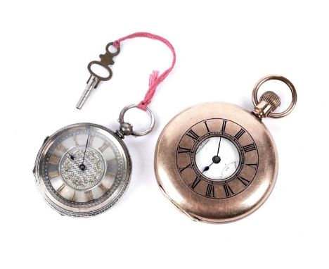 A silver cased open faced fob watch, the silvered Roman dial fitted key wound movement, retailed by C. Turnbull &amp; Co., Bl