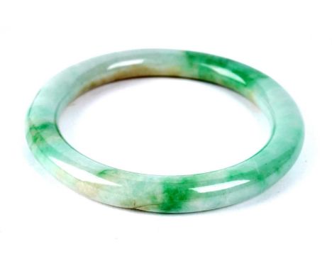 A jadeite bangle, 78mm diameter, inner diameter 60mm, 51.5g gross.
