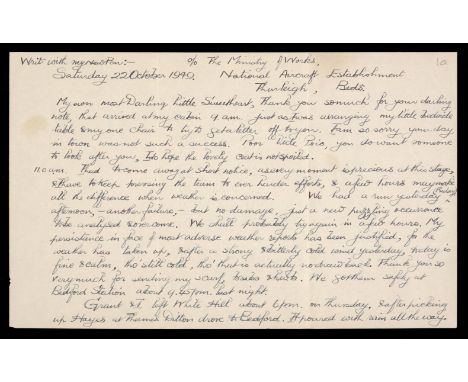 * Wallis (Barnes Neville, 1887-1979). A lengthy Autograph Manuscript in the form of a discontinuous 'letter', 22 October 1949