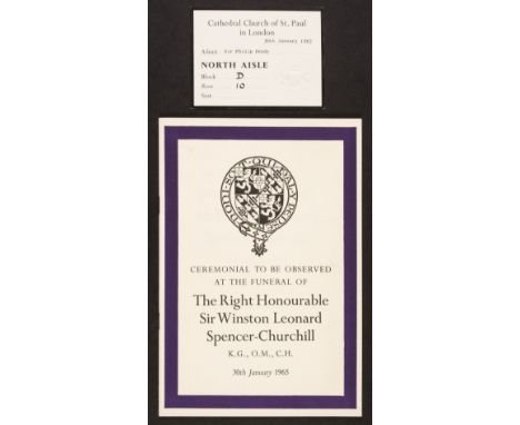 * Funeral of the Right Honorable Sir Winston Leonard Spencer-Churchill. A small group of printed ephemera relating to the fun