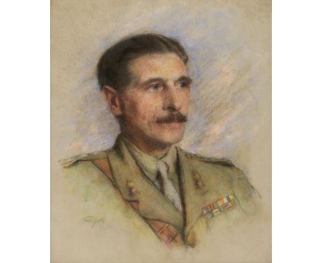 * Yates (Frederic, 1854-1919). Major Charles Hodgkinson Smith (1877-1952), pastel on paper, head and shoulders half-profile p