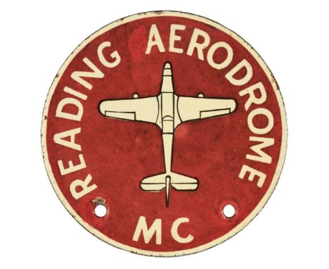 * Car Badge. Reading Aerodrome (RAF Woodley) Motor Club Car Badge, circa 1930s/40s, enamel on steel circular format with mono
