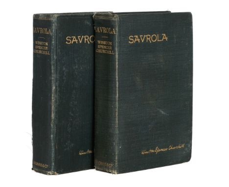 Churchill (Winston Spencer). Savrola. A Tale of the Revolution in Laurania, 1st edition, London: Longmans. Green and Co., 190