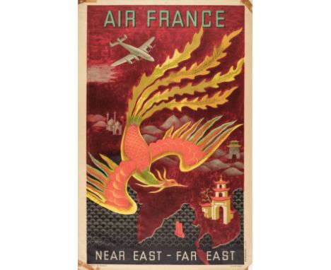 * Boucher (Lucien, 1889-1971). Air France Orient Extrème-Orient, circa 1950, colour lithograph poster, printed by Perceval, P