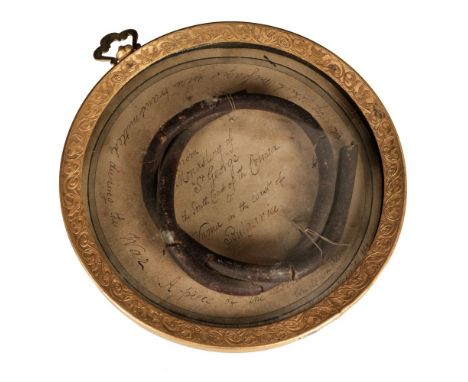* Crimean War. A piece of the field telegraph wire circa 1854-56, presented in a period circular brass framed, finely engrave