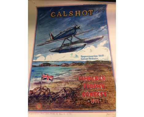 * May (Phil, 1925 -). Calshot, Schneider Trophy Contest 1931, giclee poster on canvas from an original painting by Phil May, 