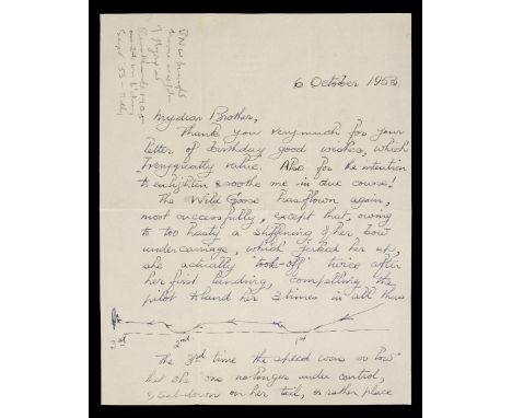 * Wallis (Barnes Neville, 1887-1979). Autograph Letter Signed, 'Daddy', White Hill House, Effingham, Surrey, 6 October 1953, 