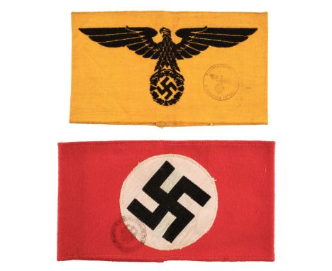 * Third Reich. A Civilian in Service to the Army armband, black eagle and swastika on a yellow cloth ground with Reich black 