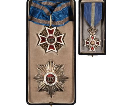 * Romania, Kingdom. Order of the Crown, 1st type, set of insignia, by Joseph Resch Fils, Bucharest, comprising neck badge 60m