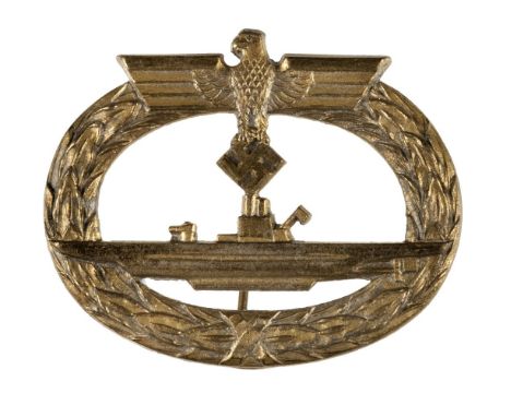 * Third Reich. A WWII U-Boat War Badge by Rudolf Karneth, die-cast zinc with vertical pin the reverse and makers initials RK,