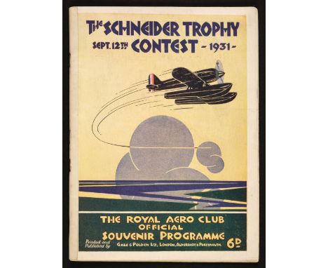* Schneider Trophy. A Schneider Trophy 1931 programme together with a mixed collection of aviation ephemera, comprising Zeppe