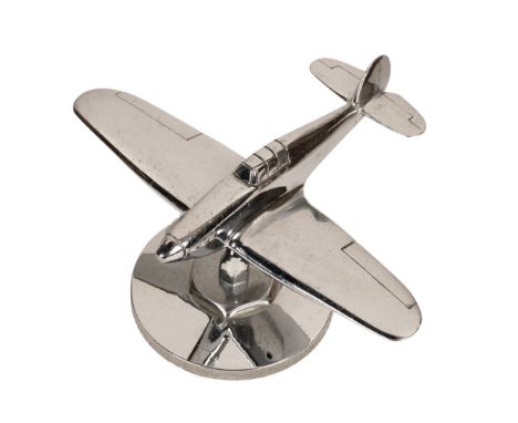 * Hawker Hurricane. Car Mascot, circa 1940, chrome-plated bronze mounted on a pre-war Bentley radiator-cap, wingspan 7.5 in (