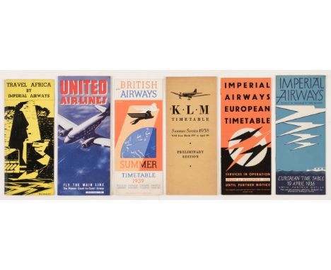 * Civil Aviation. A collection of Imperial Airways, KLM and other airline company timetables and ephemera circa 1930s, compri