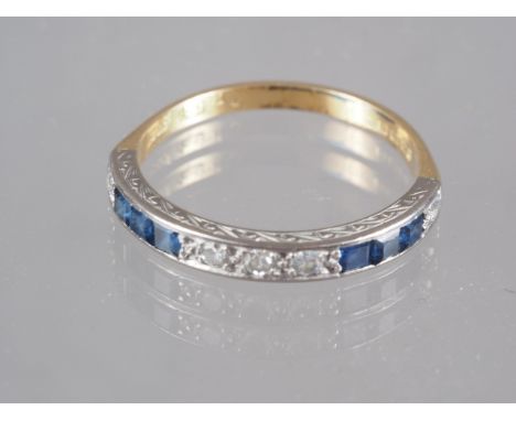 An 18 carat sapphire and diamond half eternity ring, size QCondition:Mount is slightly rubbed, needs a good clean. No other v