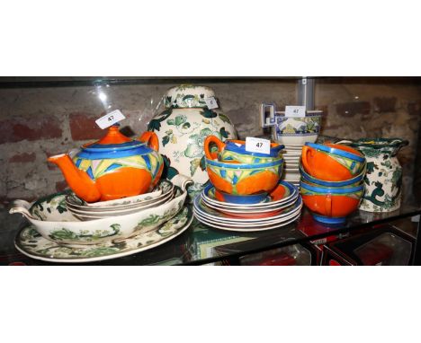 A John Guildford “Arabesque” pattern part teaset, a quantity of Masons “Chartreuse” pattern china, including a ginger jar, a 